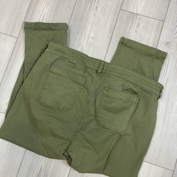 Torrid Pants Womens 18 Plus Olive Green Crop Aviator Skinny Twill High Olivine - Picture 8 of 12